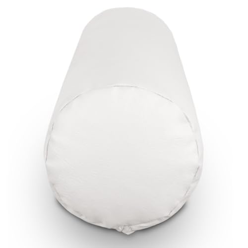 Miniatura 9 de Happers 2 Cojines Cilíndricos De 50x15 En Polipiel Blanco. Rollo Cervical Para Aliviar Dolor Postural O Dormir