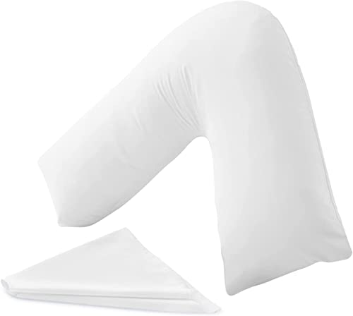Extra Firm V Pillow With Pillowcase - Orthopedic Supportive Pillow For Neck, Back & Shoulder - Pregnancy Nursing Support Shaped Pillows - Premium Hollowfiber Filling & Machine Washable