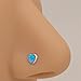 Niaspi 20G Opal Heart Nose Ring for Women Stainless Steel Cubic Zirconia Hearts L-Shaped Nose Studs Ring Fashion Nostril Piercing Jewelry (Blue)