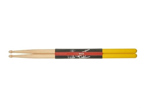 Image of Clapbox Drum Sticks with Grip (Yellow) Maple Wood, 7A Size - One Pair