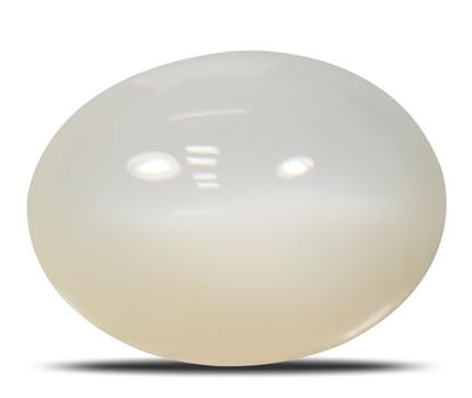 Chandrakant Mani Moonstone — front view showing milky white surface with blue adularescence