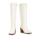 AITTA Women’s Knee High Boots – Fits Calf Sizes 13.3″–16.6″ (Sizes 5-12) | Ideal for Fuller Calves, Not for Extra-Wide Calves | Comfort Block Heel, Square Toe, Side Zip, White, Size 9