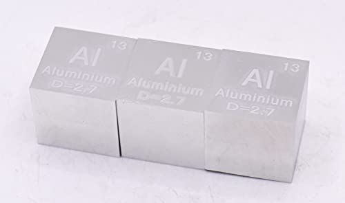 Image of 1 inch 25.4mm Aluminium Metal Cube Al up to 99.9% Pure Periodic Table Element Engraved Density Collection Science Education Display Block Cube + Acrylic Case Box - 1PC
