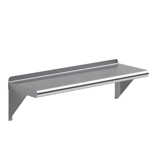 Image of AmGood 10 in. x 30 in. Stainless Steel Wall Shelf | NSF | Metal Shelving | Garage, Laundry, Storage, Utility Room | Restaurant, Commercial Kitchen