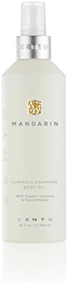 Zents Luminous Cashmere Body Oil, Soften and Moisturize Skin with Vitamin E and Organic Coconut Oil, 8 fl oz / 240 ml (Mandarin)