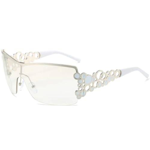 Lunettes de soleil rondes punk monture métallique argentée pour homme et femme