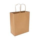 KAGAZ Paper Bags with Handles,10x5x13 Inches, 25 bags, Kraft Shopping and Party gift Bags (Brown)