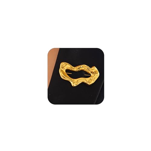 Gold Statement Simple Hollow Brooch Pin for Women, Vintage Unique Big Hammered Irregular Geometric Brooch Suit Costume Chest Accessories Jewelry Gift