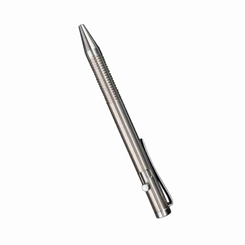Dioche Action Pen, Alloy Ballpoint Pen, Retractable, Everyday Carry (Silver)