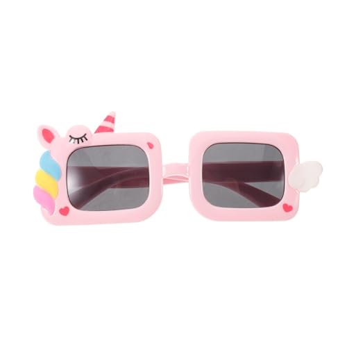 Ipetboom Gafas de Sol Diseño de Unicornio, Montura Cuadrada de Silicona Rosa, Lentes UV Resistentes, Accesorios Ideales para Fiestas Infantiles y Protección Solar Segura