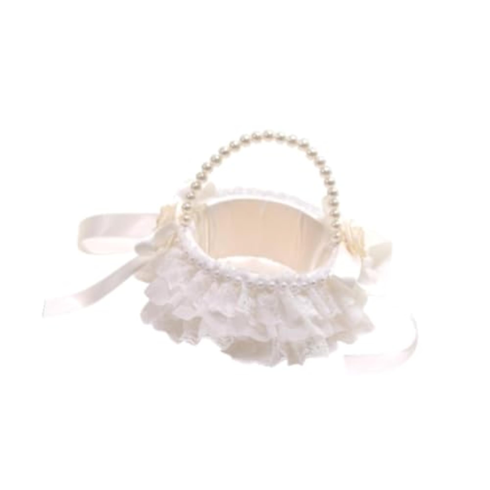 Lace Basket Handled Ornament Wedding Flower Basket