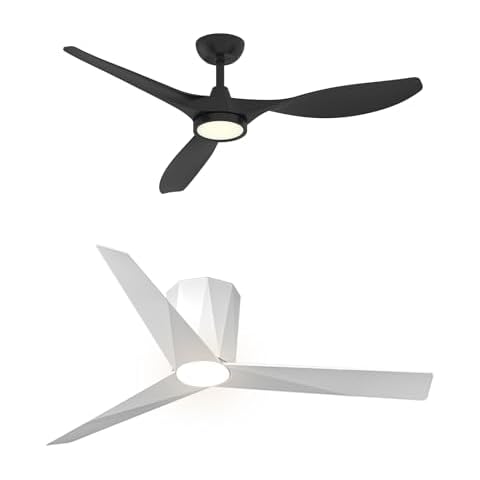 Roomratv 52 Inch Black Ceiling Fan and 52 Inch White Flush Mount Ceiling Fan Cover