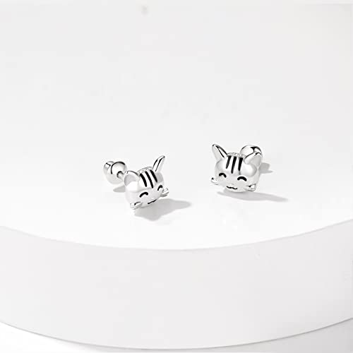 Cute Cat Stud Earrings For Girls - 925 Sterling Silver Hypoallergenic Animal Earrings With Secure Screw Backs #TOP2