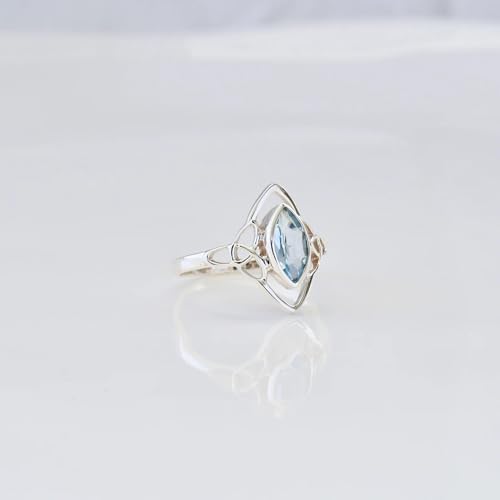 Bague topaze bleue avec nœud celtique en argent 925 - 4
