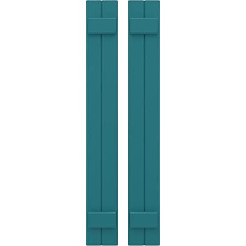 7"W x 59"H Americraft Two Board (2 Batten) Exterior Real Wood Joined Board-n-Batten Shutters (Per Pair), Antigua