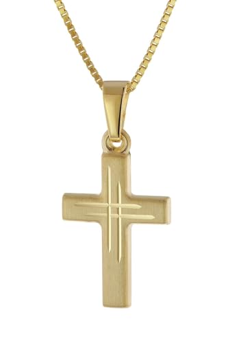 trendor Kinder-Halskette mit Kreuz Gold 333/8K Kinder Halskette für Jungen und Mädchen, zauberhaftes Geschenk für Kids, 41804-38 38 cm