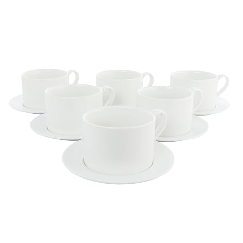 Bed Bath & Beyond 6 Piece 3.75 Inch Fine Ceramic Cups and Saucers Set