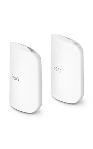 Image of Amazon eero Max 7 mesh wifi system with eero Plus annual (auto-renews) - Supports internet plans up to 10 Gbps, Coverage up to 5,000 sq. ft., Connect 500+ devices, 2-pack