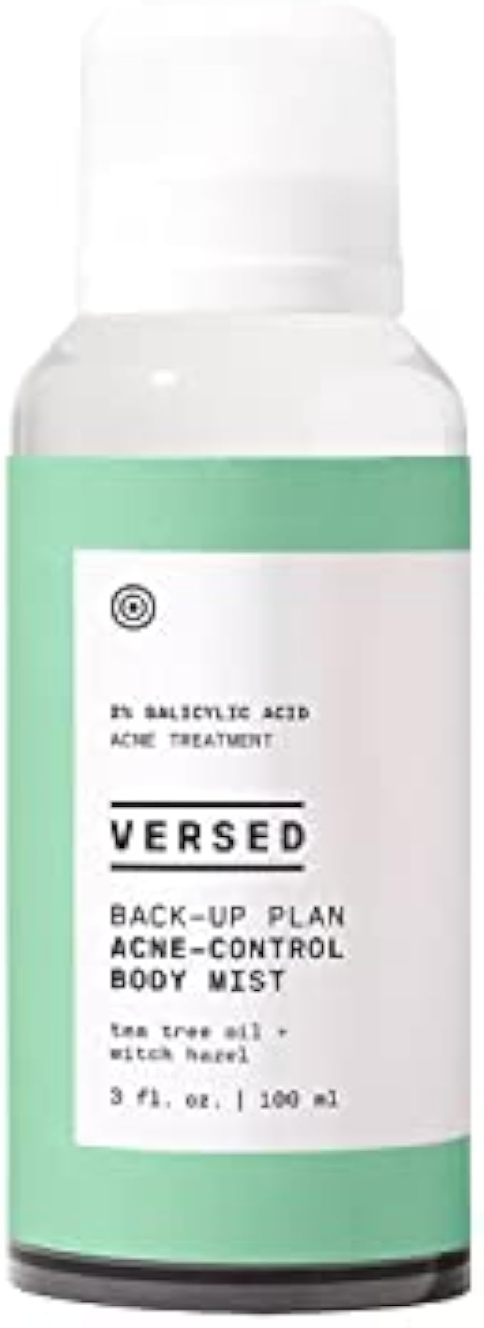 Versed Back-Up Plan Acne-Control Body Mist - Fast-Drying, Residue-Free Treatment Mist with Salicylic Acid, Tea Tree Oil & Witch Hazel, Help Reduce Blemishes on Back, Body - Vegan (3 fl oz)