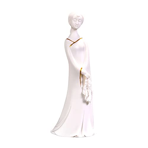 Statue de femme en porcelaine blanche pour décoration d'armoire et salon zen