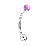 Mesnt Pendientes de tragus, 1 piercing de nariz con rosca interna con ópalo redondo de 3/4 mm en titanio G23, 1.2x12mm, Metal, Ópalo