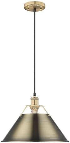 Golden Lighting 3306-L BCB-AB Orwell - 1 Light Large Pendant-10 Inches Tall and 14 Inches Wide, Finish Color: Brushed Champagne Bronze, Shade Color: Aged Brass, Installation: Traditional