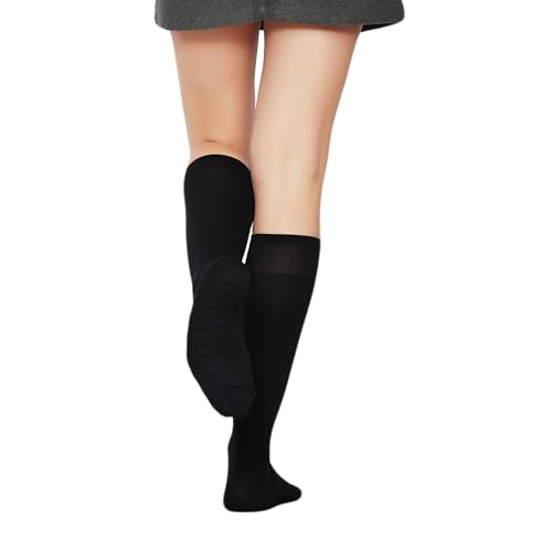 Image of AWS /American Made 6 Pairs Women's Sheer Knee Massage Socks with Reinforced Toe and Base Stay up Band