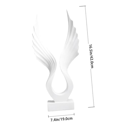 Statue d'aile d'ange blanche en résine 42cm, sculpture déco table et salon - 3