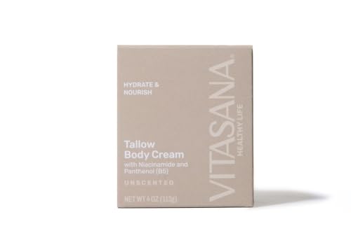 Vitasana Tallow Body Cream EWG Verified Moisturizer with Niacinamide (B3) & Panthenol (B5) Deep Hydration, Skin Barrier Support, Clean & Natural Body Lotion for Dry & Sensitive Skin - 4oz (113g)