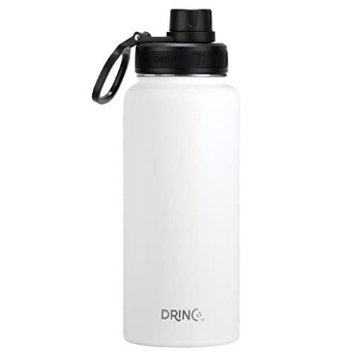 Image of Drinco Stainless Steel Water Bottle Spout Lid Vacuum Insulated Double Wall Water Bottle Wide Mouth Leak Proof Keep Cold Sport Camping Hiking (32oz Artic White)