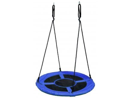 cavernedesjouets Balancoire Ronde nid d'oiseau 100cm Bleu - Cadre Acier Tissu PE Hauteur reglable 160cm Max Charge 100kg Max - Enfant Adulte - agres portique...