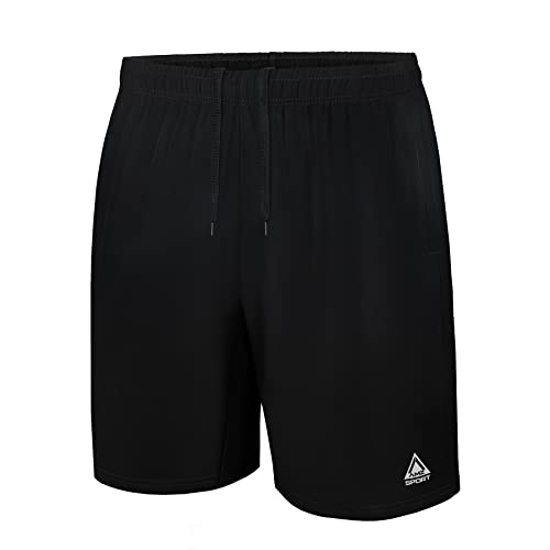 AMZSPORT Sport Shorts Herren Kurze Laufhose Sporthose mit Reißverschlusstaschen, Schwarz M Cover