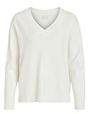 Standard Vila Clothes Damen VIRIL Oversize V-Neck Knit TOP-NOOS Pullover, White Alyssum, M