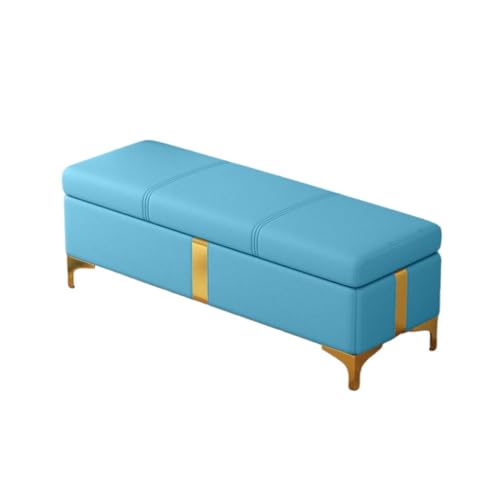 Puff almacenaje elegante en cuero PU celeste para salones exclusivos 2