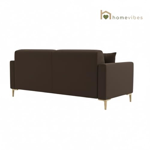 Image of 3 Seater Velum Fabric Sofa Set for Living Room, Modern Design with High Density Foam, Solid Wood Frame, Ergonomic Comfortable Seating for Home & Office (Dark Brown, 3 Seater) | Soft foam comfort, Strong wood frame