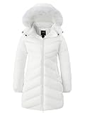 ZSHOW Women's Puffer Jacket Warm Quilted Bubble Coat Faux Fur Hooded Long Winter Coat(White,Small)