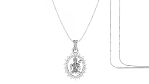Pendentif Hanuman argent pur avec médaillon Bajrang Bali mpsr7086-1 et chaîne 55cm