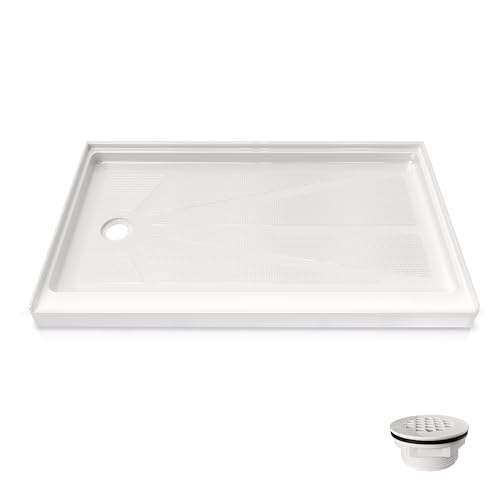 CKB Shower Pan, 60 x 34 in Left Drain with Single Threshold, White