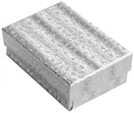 Paquete de 15 cajas de regalo rellenas de algodón plateado de 3 x 2 x 1 pulgadas Pacific Jewelry Displays