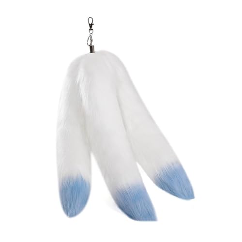 Porte-clés queue de cheval en peluche bleue idée cadeau fête anniversaire