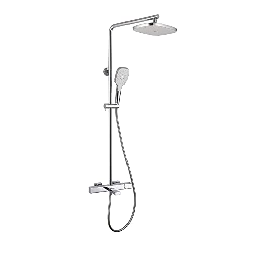Mitigeur de douche noir avec colonne réglable et robinet cascade de baignoire