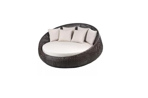 BRISHI Outdoor/Pool Side/Garden/Balcony/Porch/Backyard/Terrace/Patio/Beach/Sofa Sunbed Wicker and Rattan Daybed (Dark Brown/Cream)