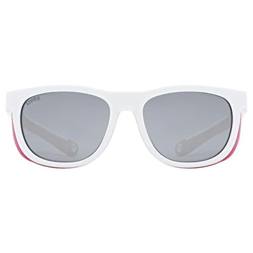 Uvex Unisex-Kids, okulary przeciwsłoneczne w stylu sportowym 513, biały mat/srebrny lustro, jeden rozmiar, Biały matowy/lustrzany srebrny, Rozmiar uniwersalny