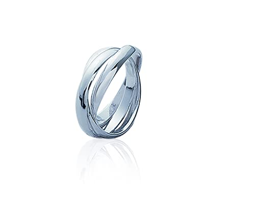 Tata Gisèle Bague 3 Anneaux Entrelacés en Argent 925/000 Rhodié - Mixte Homme Femme - Sachet Cadeau Offert (66)