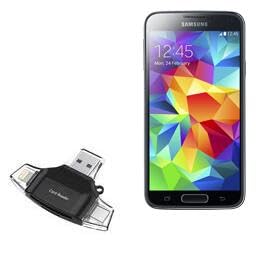 BoxWave Smart Gadget Compatible with Galaxy S5 mini - AllReader SD Card Reader, microSD Card Reader SD Compact USB - Jet Black
