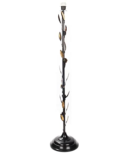 Image of Homesake Floor Lamp for Living Room with Shade | Contemporary Metal Night Corner Lamp for Living Room | Home | Side Lamp for Living Room | Bedside | Home Decor Items (Floral, Orange)