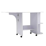 Sardoxx Foldable Sewing Table, Versatile Rolling Expanded Sewing Machine Table with Storage Shelves