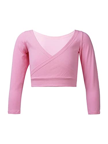 Kids Girls Classic Long Sleeve Knitted Wrap Top Cardigan Ballet Sweaters Gymnastic Leotard Dancewear