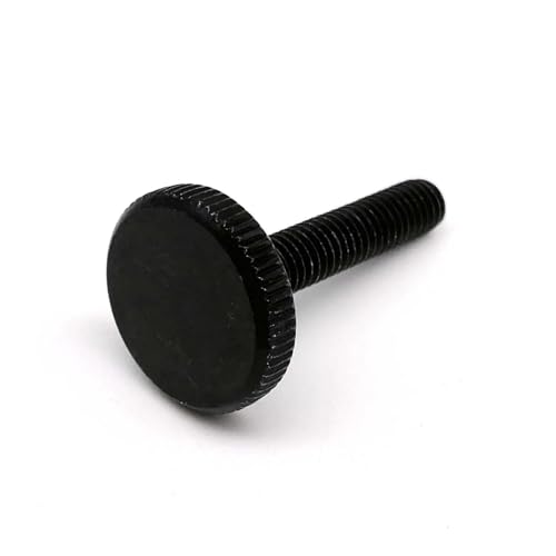 M3 M4 M5 DIN653 GB835 Knurl Flat Head Hand Tighten Thumb Screw Curtain Wall Glass Thumbscrew Adjust Toolless L=4-50mm(Black,20MM