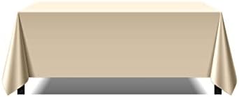 Pomp Beige 90" x 132" Premium Polyester Tablecloth | Wrinkle + Stain Resistant Easy Care Fabric | Fits 6FT Rectangle Table